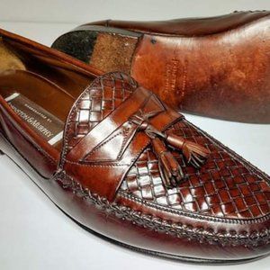 Johnston Murphy HandCrafted mens Brown Woven Tassel Loafers Shoes size 11